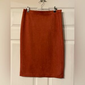 Philosophy Slim Pencil Skirt in Rust Orange